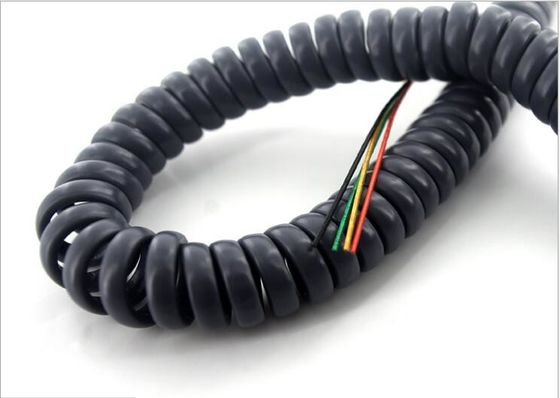 6C × 18AWG + 18C × 24AWG konserve bakır iplikleri PVC yalıtım malzemesi TPU 80 °C 300V Spiral Kablo